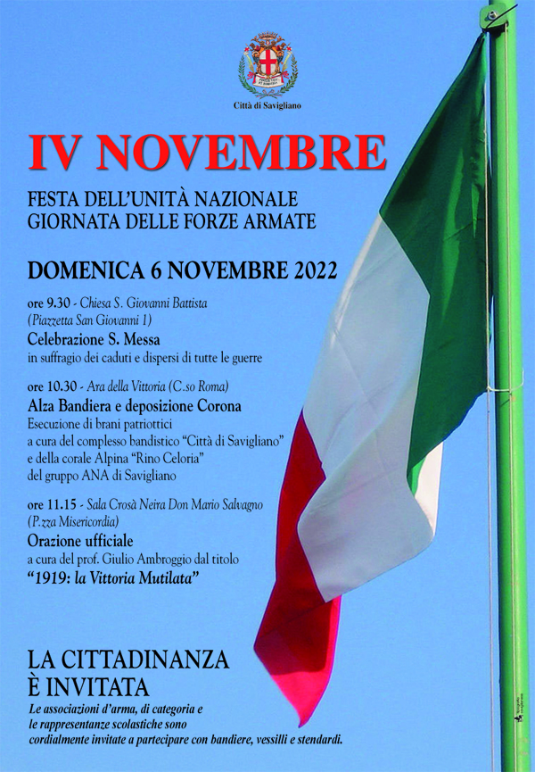 IV Novembre: Festa dell'Unità Nazionale e Giornata delle Forze Armate